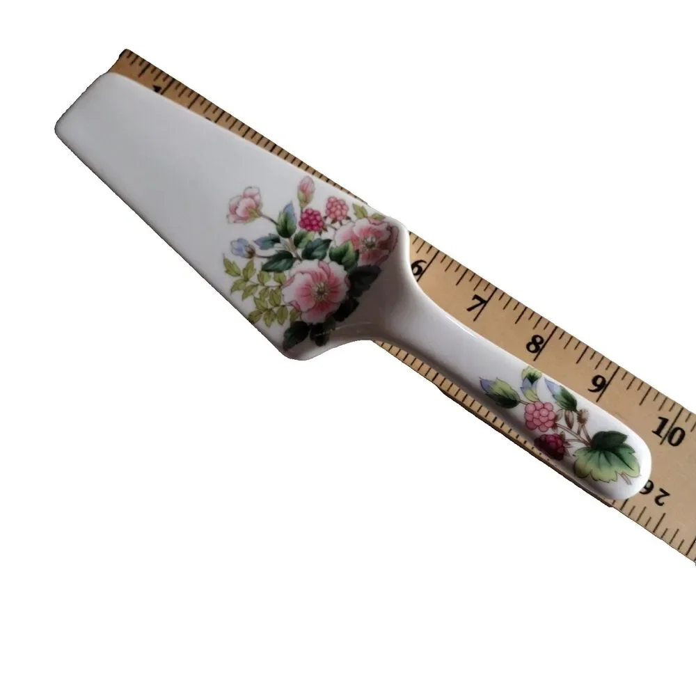 Andrea by Sadek White Floral Print Porcelain Pie Cake Server Vintage Japan 10 in